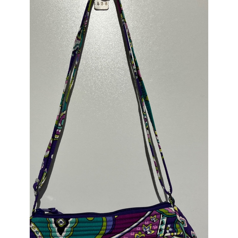 Vera Bradley Go Wild Paisley Quilted Cotton Crossbody Bag Purple Teal 14539-144 - Picture 13 of 14